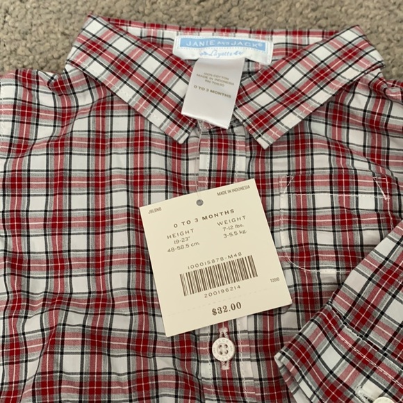 Janie and Jack Boys onesie 0 to 3 Months plaid - Picture 2 of 3